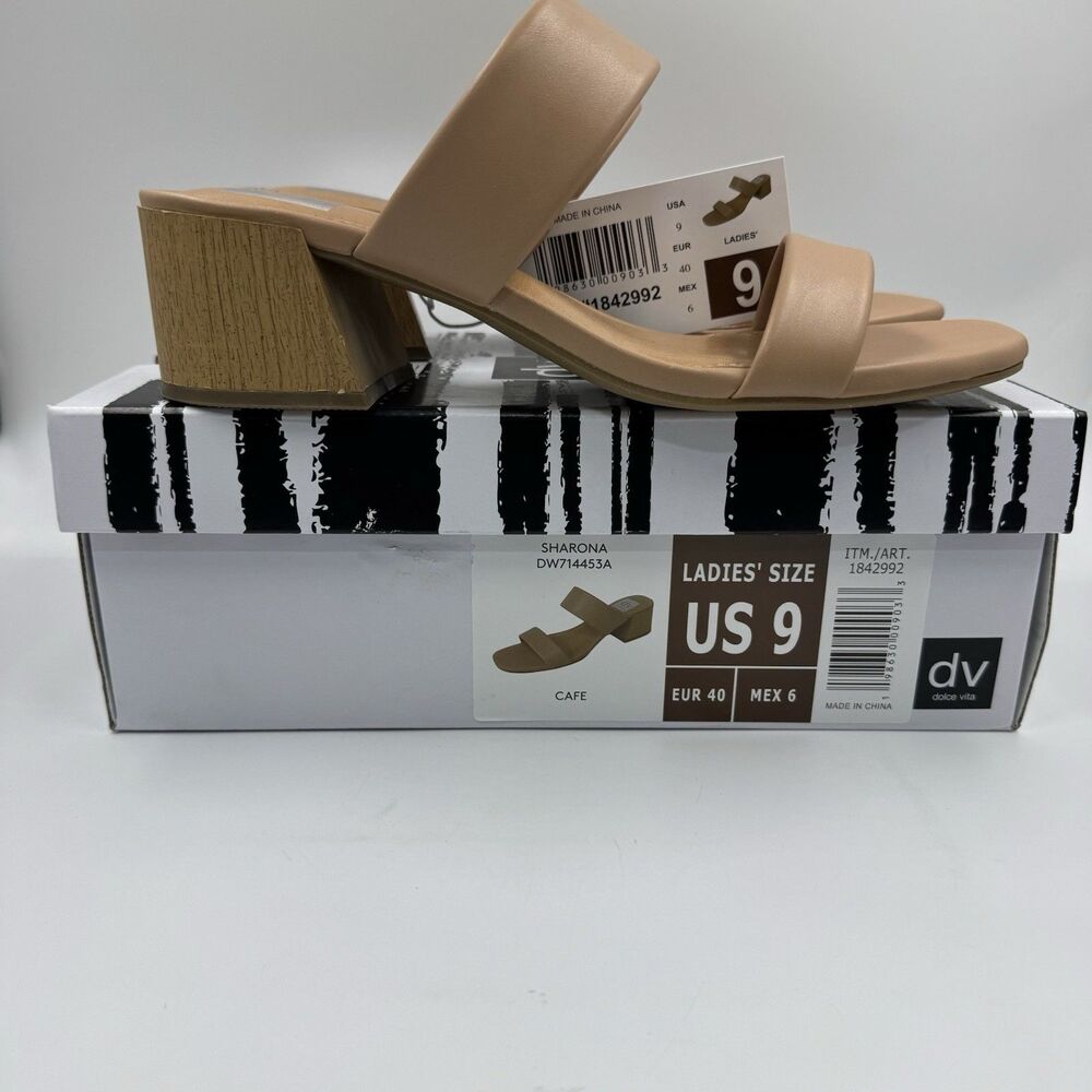 New Dolce Vita Sharona Women’s Dual Straps with Block Heel Sandals Cafe Size 9 - Picture 4 of 14